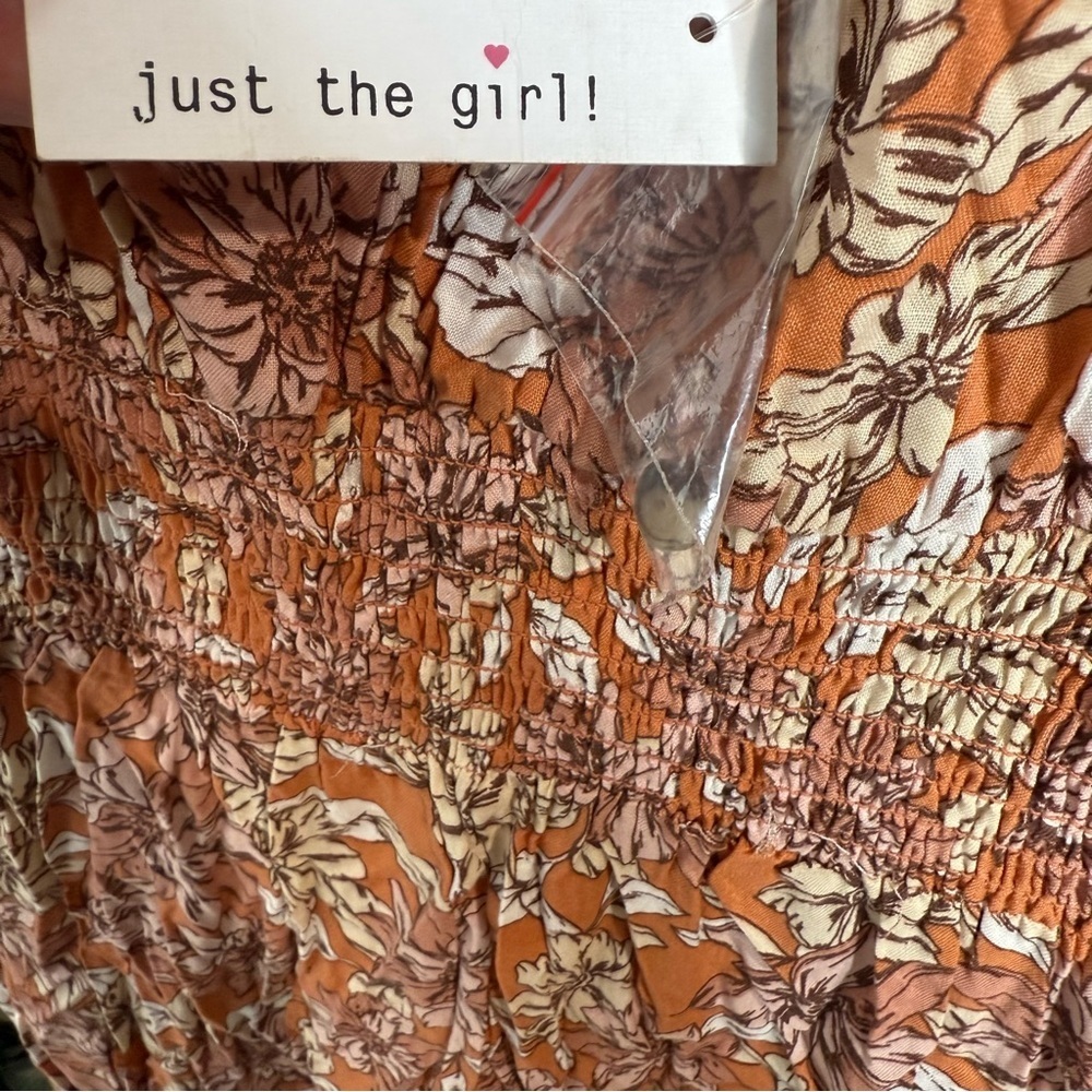 NWT Floral Dress Vneck high low flutter sleeves smocked waist open back L Rayon - Picture 3 of 5